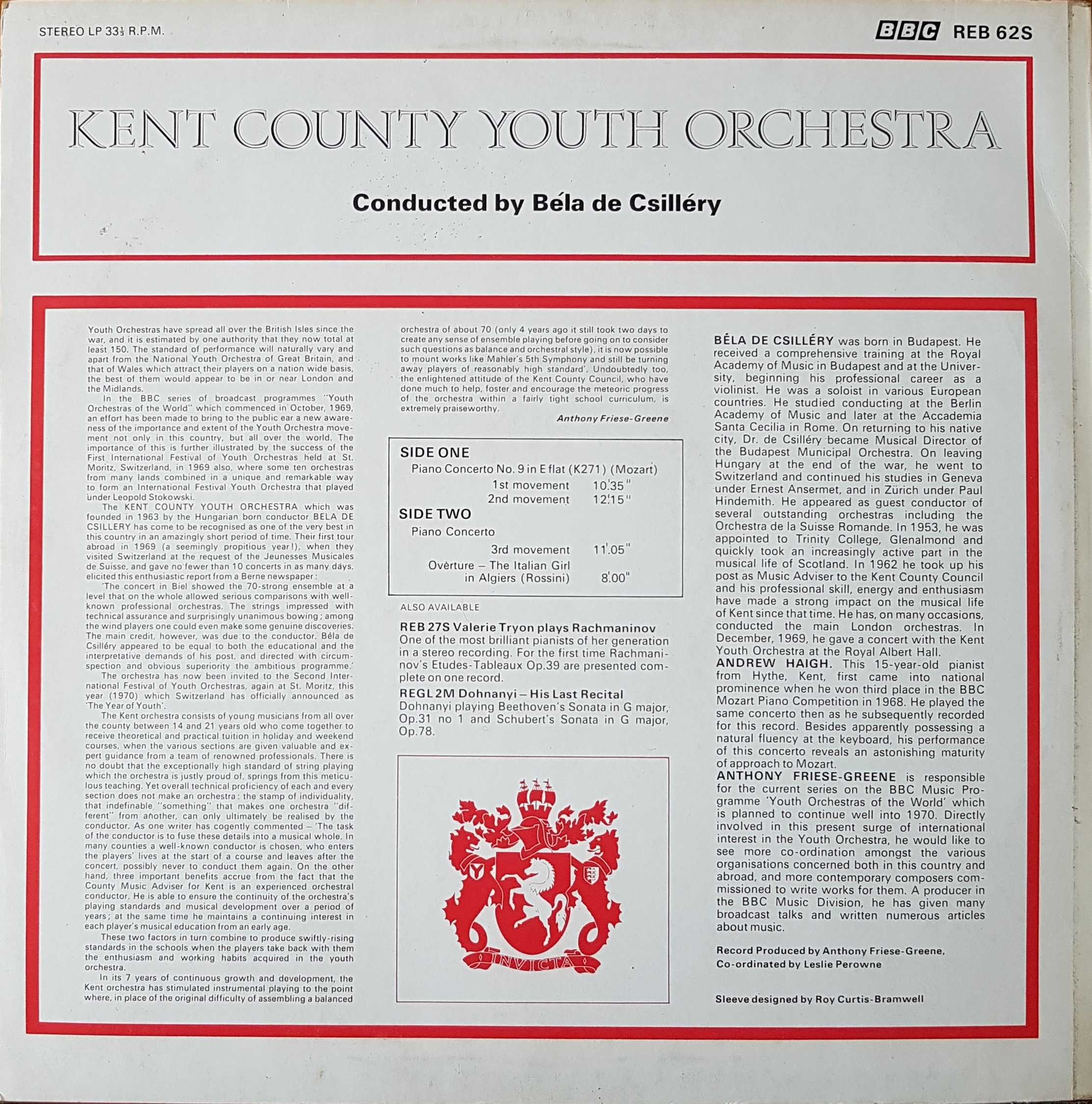 Picture of REB 62 Kent County Youth Orchestra by artist Various from the BBC records and Tapes library